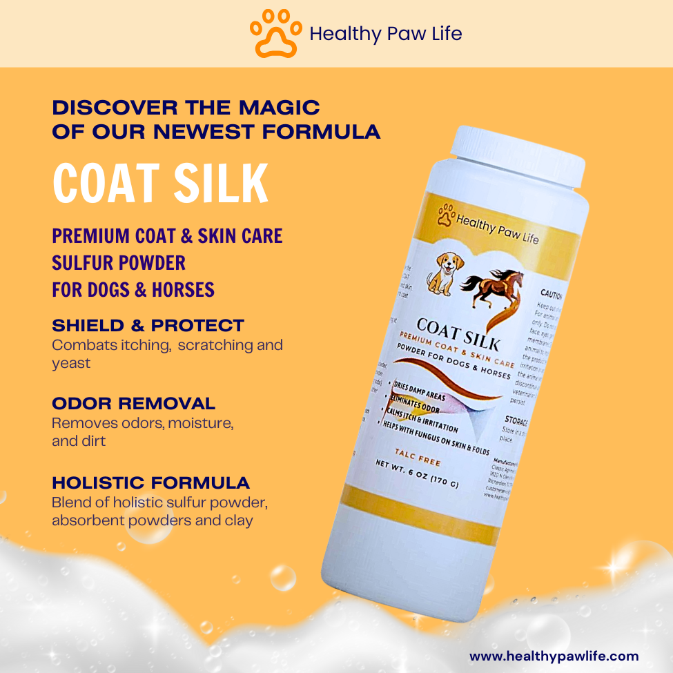 COAT SILK - Canine and Equine Dry Powder | Alleviate Odors and Itchiness | Relieves Rain Rot and Sweet Itch | Holistic Remedy and Soothing Formula