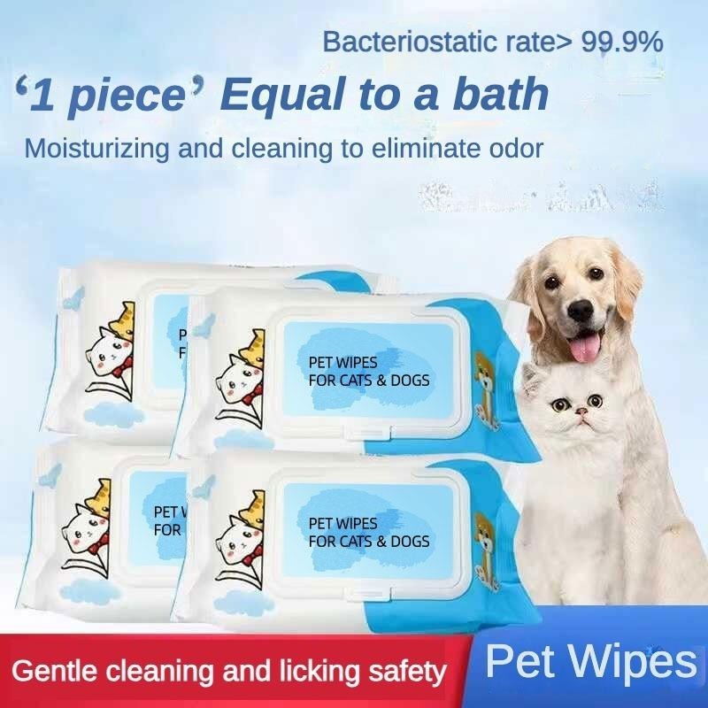 Dog Cat Pet Wet Wipes For Paws And Butt, EarsEyes  Plant-based Pet