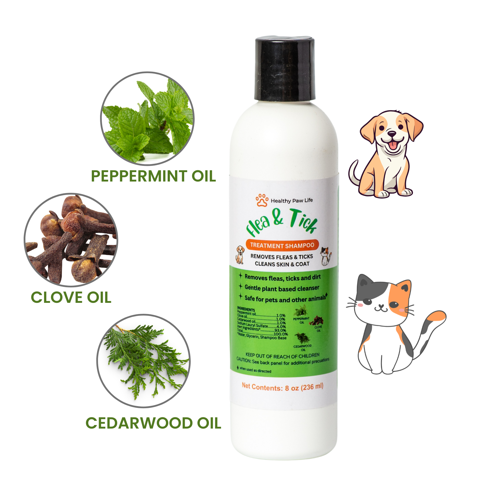 Flea & Tick  Shampoo for  Pets - Powered by  Plant based Natural Essential Oils