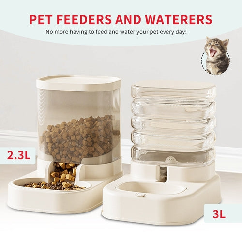 Separable Pet Food And Water Dispenser - Large Capacity Automatic
