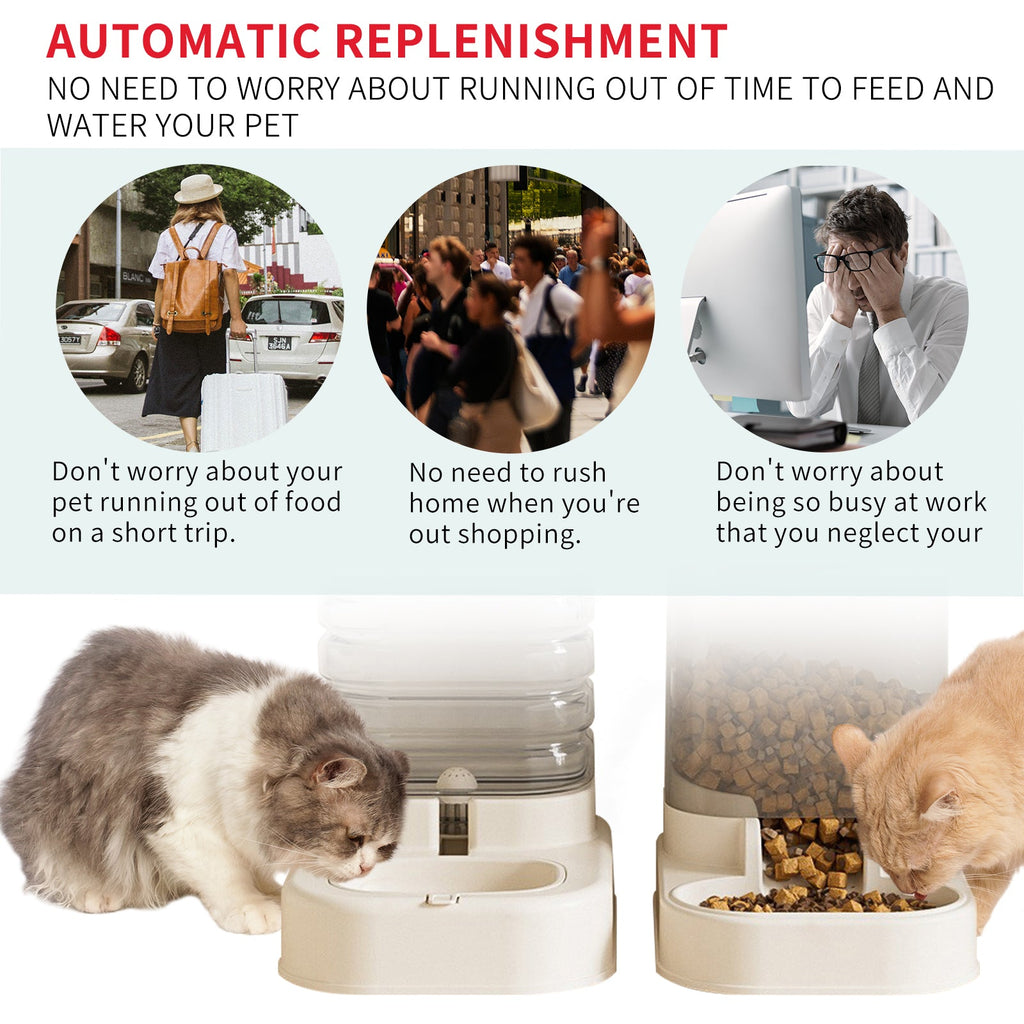 Separable Pet Food And Water Dispenser - Large Capacity Automatic