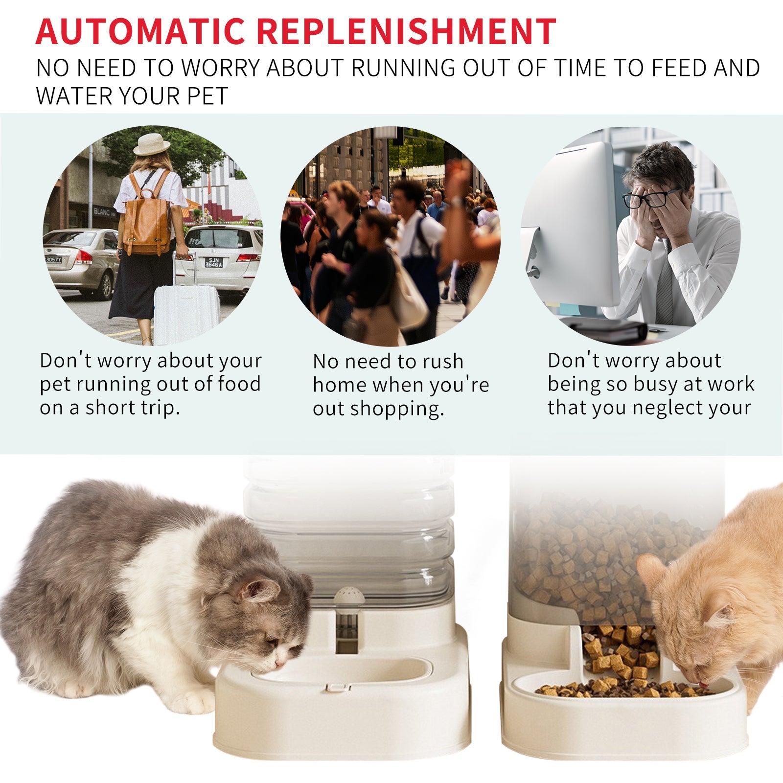 Separable Pet Food And Water Dispenser - Large Capacity Automatic