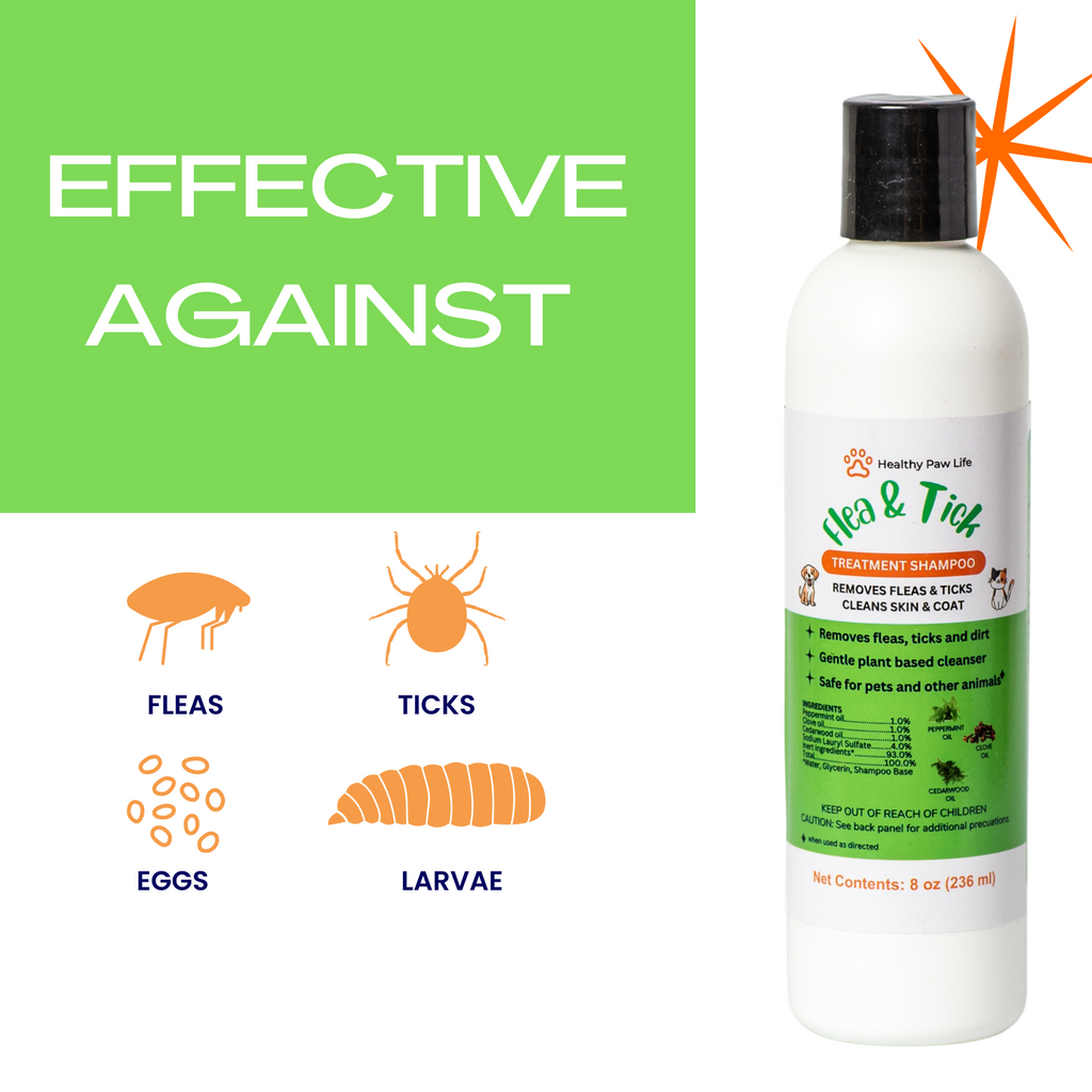 Flea & Tick  Shampoo for  Pets - Powered by  Plant based Natural Essential Oils