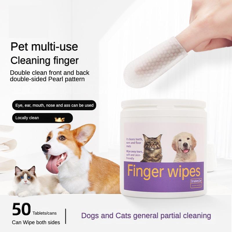 3-in-1 Pet Finger Wet Wipes For Dogs & CatsTeeth Cleaning Wipes,