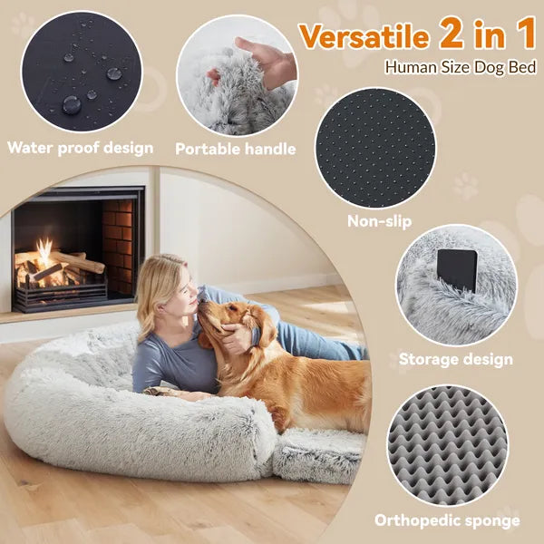 Human Dog Bed 71 X 43 X12 Dog Beds For Large Dogs Foldable Plush