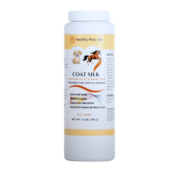 COAT SILK - Canine and Equine Dry Powder | Alleviate Odors and Itchiness | Relieves Rain Rot and Sweet Itch | Holistic Remedy and Soothing Formula