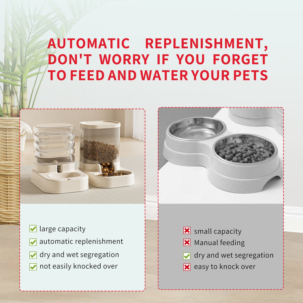 Separable Pet Food And Water Dispenser - Large Capacity Automatic