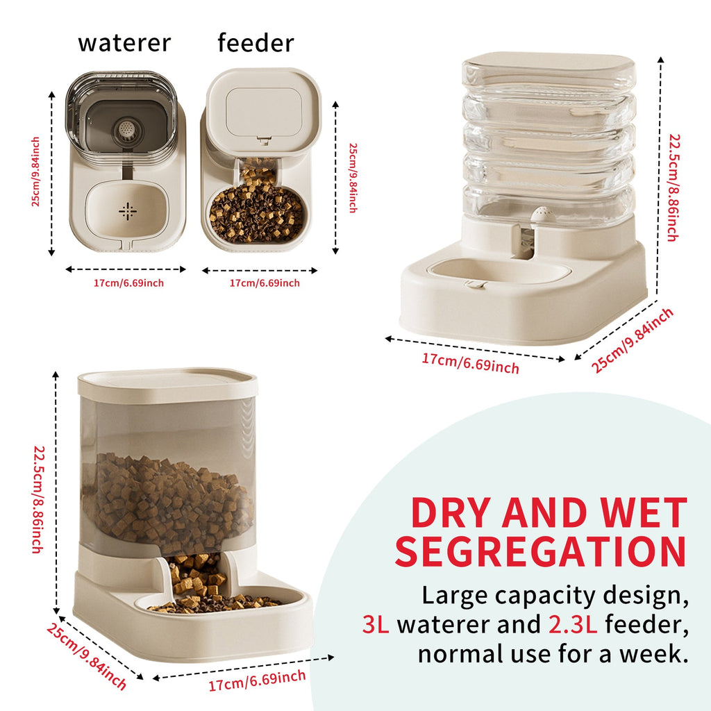 Separable Pet Food And Water Dispenser - Large Capacity Automatic