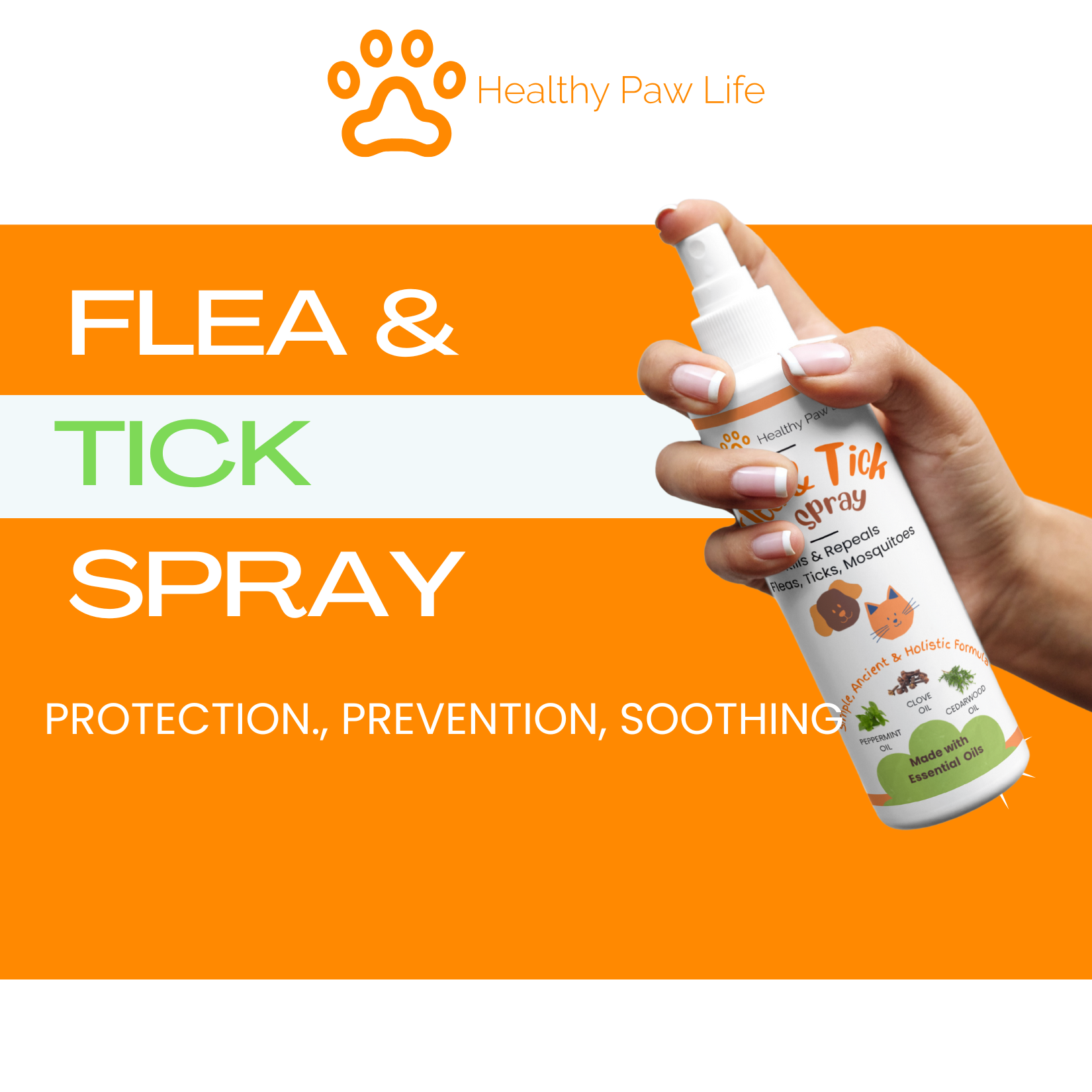 Flea, Tick & Mosquito Spray for  Pets, Home and Yard - Powered by Plant based Natural Essential Oils - Kills, Controls, Prevents Fleas, Ticks and Mosquitoes