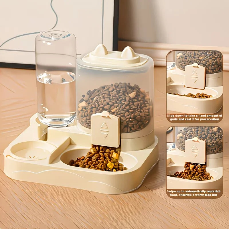 2-in-1 Large Pet Feeder & Water Dispenser, Dry Wet Separation, Durable