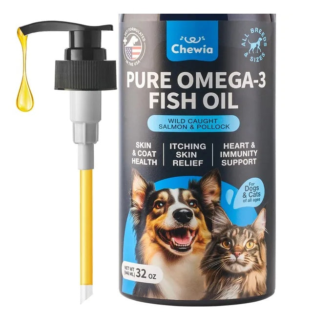 Coat Skin All Breeds Dog Supplement 32 Oz Fish Oil For Dogs Pet