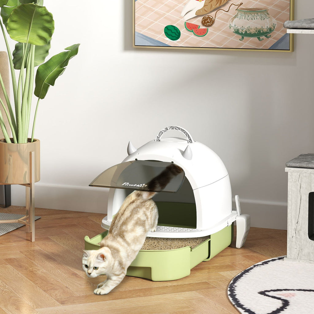 Covered Cat Litter Box with Lid, Scoop, Deodorizing Bags for Odor