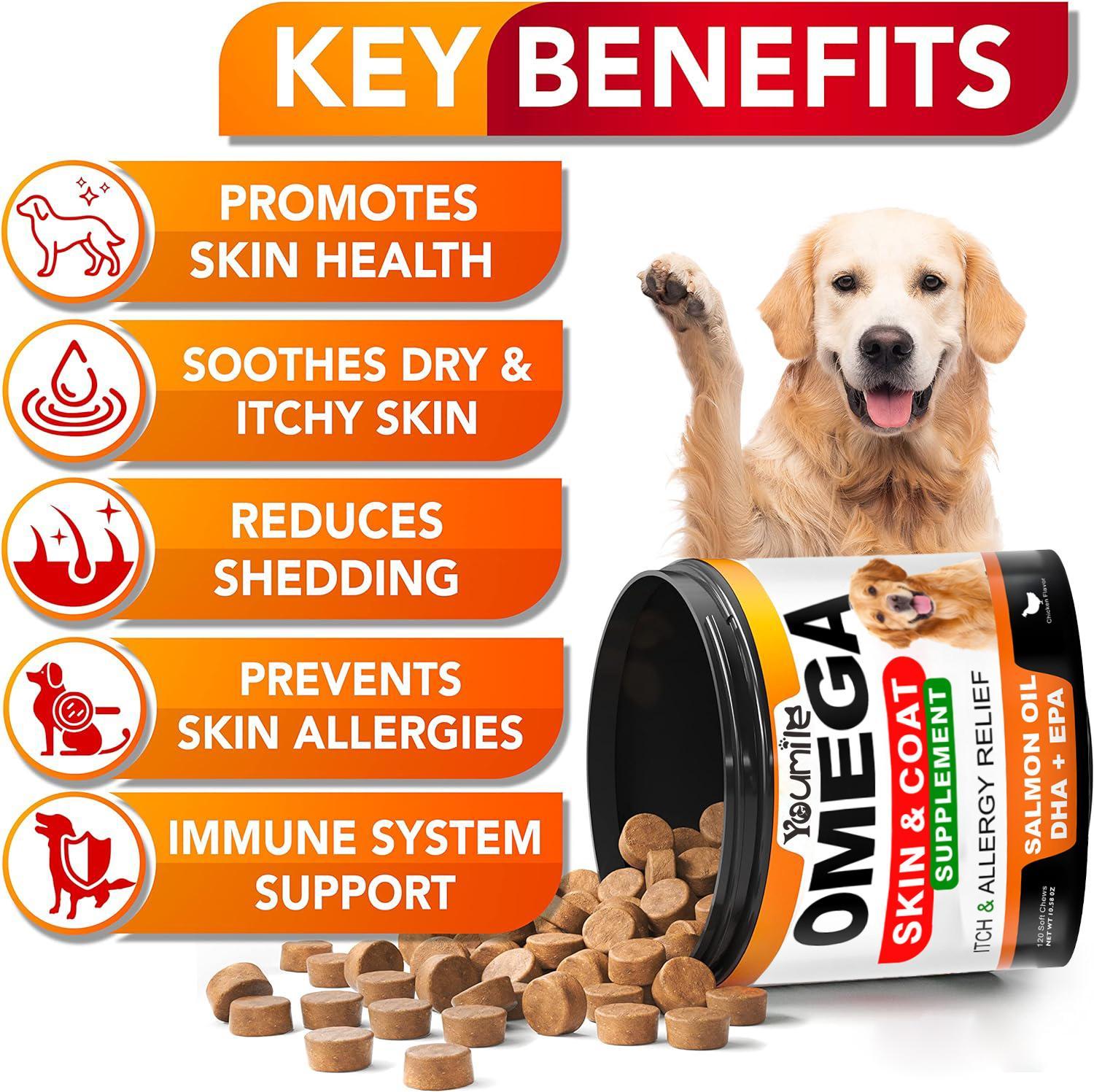Youmile Omega 3 For Dogs - 120Ct  Fish Oil Treats - Allergy & Itch