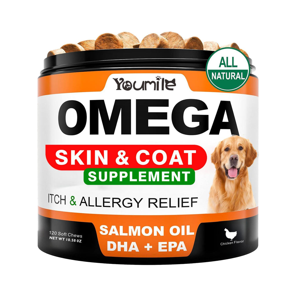 Youmile Omega 3 For Dogs - 120Ct  Fish Oil Treats - Allergy & Itch