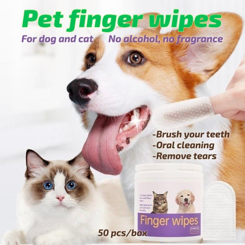 3-in-1 Pet Finger Wet Wipes For Dogs & CatsTeeth Cleaning Wipes,