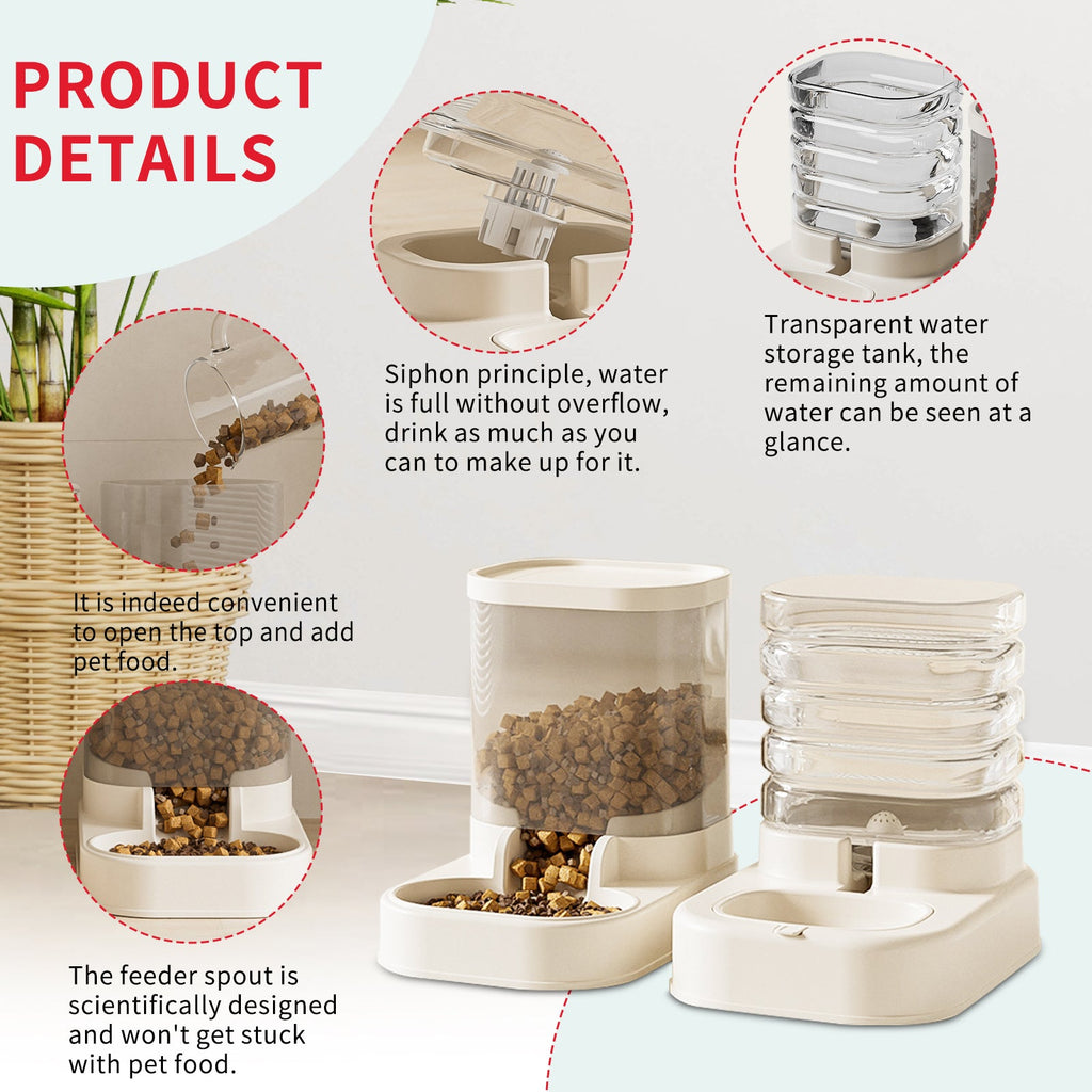 Separable Pet Food And Water Dispenser - Large Capacity Automatic