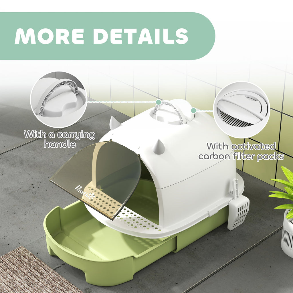 Covered Cat Litter Box with Lid, Scoop, Deodorizing Bags for Odor