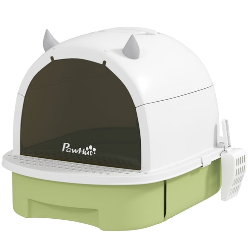 Covered Cat Litter Box with Lid, Scoop, Deodorizing Bags for Odor