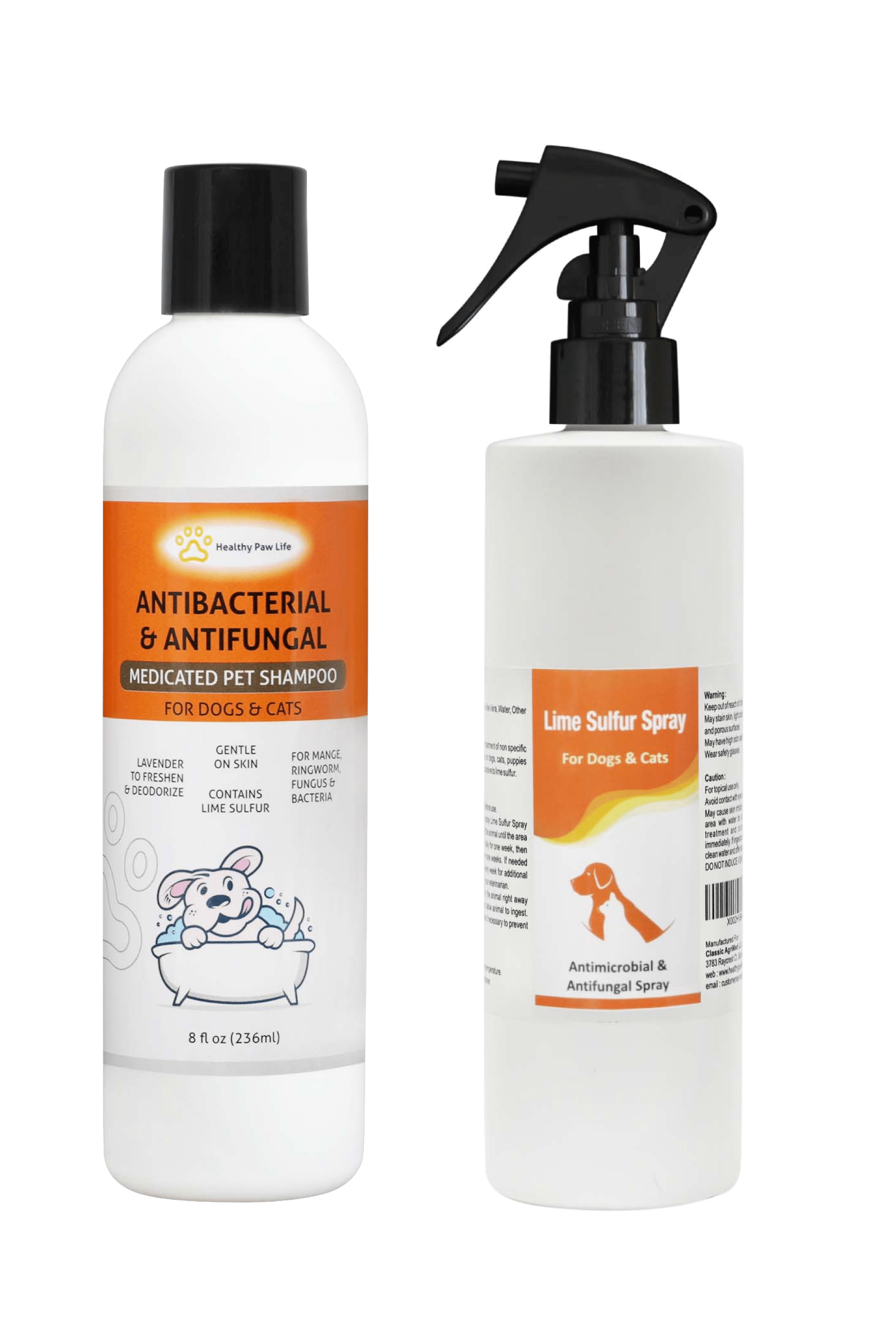 Healthy Paw Life Lime Sulfur Pet Shampoo  and Spray 8 oz each - 2 Piece Set